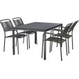 Gartenm&ouml;belset mit Pure Tisch 132 cm und 4 Verona St&uuml;hle, Anthrazit