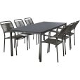 Gartenm&ouml;belset mit Pure Tisch 197 cm und 6 Verona St&uuml;hle, Anthrazit