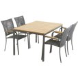 Gartenm&ouml;bel-Set mit Toscana Tisch 132 cm und 4 Ravello St&uuml;hle, Teak/Anthrazit