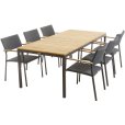 Gartenm&ouml;bel-Set mit Toscana Tisch 197 cm und 6 Siena St&uuml;hle, Teak/Anthrazit