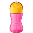 Strohhalmbecher 300ml, Rosa/Gelb