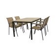 Gartenm&ouml;bel-Set mit Toscana Tisch 132 cm und 4 Teak/Bellevue St&uuml;hle, Teak/Anthrazit